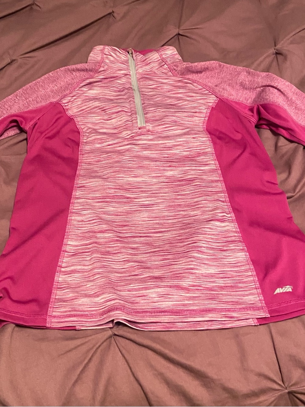 Avia Women's Pink Layered Long-Sleeve Half-Zip Top
